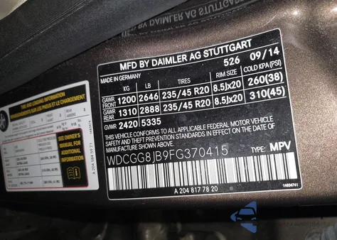 2015 Mercedes-Benz Glk 350 4Matic z USA, uszkodzony, nr VIN WDCGG8JB9FG370415